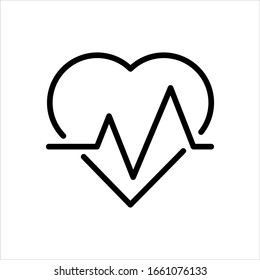 Heartbeat icon. Flat vector graphic in white background.