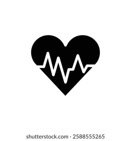 Heartbeat icon Flat vector set outline