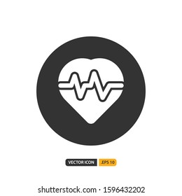 heartbeat icon in glyph style. Vector logo design template. Modern design icon, symbol, logo and illustration. Vector graphics illustration and editable stroke. Isolated on white background.