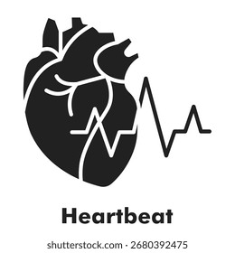 Estilo de glifo de icono de ritmo cardíaco. Ilustración vectorial Para El Diseño gráfico