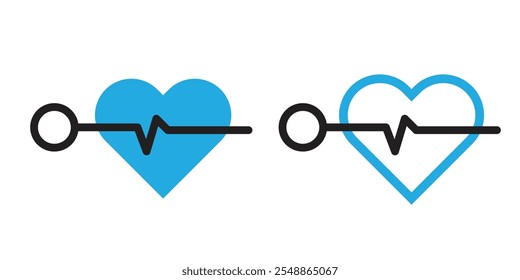 Icono del latido del corazón, diseño de la línea del símbolo del pulso del latido del corazón para el logotipo, App, UI y Sitios web, concepto sano médico, aislado en el fondo blanco, Ilustración vectorial