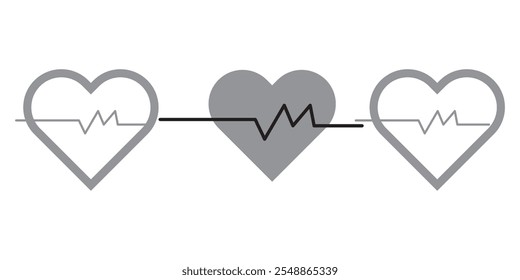 Icono del latido del corazón, diseño de la línea del símbolo del pulso del latido del corazón para el logotipo, App, UI y Sitios web, concepto sano médico, aislado en el fondo blanco, Ilustración vectorial