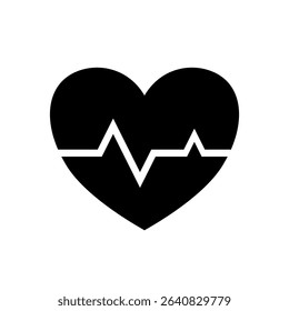 Heartbeat Icon – Heart with ECG Line Symbol