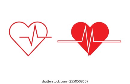 Icono del latido del corazón, símbolo del pulso del corazón aislado en el fondo blanco. Ilustración vectorial.