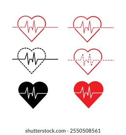 Icono del latido del corazón, símbolo del pulso del corazón aislado en el fondo blanco. Ilustración vectorial.