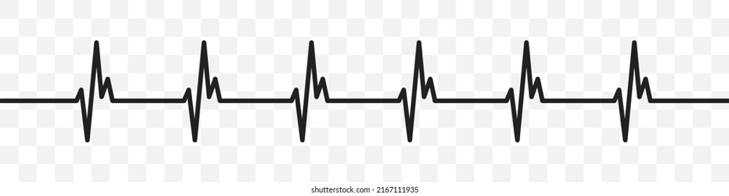 Heartbeat icon. Heart pulse on transparent background. Heart rhythm sign. Vector isolated illustration. 