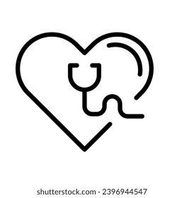 Heartbeat icon. Heart rate, heart rate flat icon for medical apps and websites. Heart and cardiogram, simple black line web icon vector illustration.