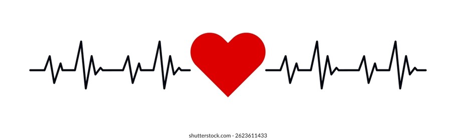 Heartbeat icon. Heart rate line. Cardiology logo. Vector.