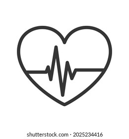 Heartbeat icon isolated. Black vector Pulse icon. Flat medical symbol.
