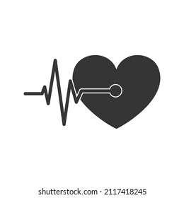 Heartbeat icon isolated. Black vector Pulse icon. Flat medical symbol.