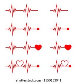 Heartbeat icon isolated. Vector Pulse icon. Set of flat pulse symbols.