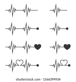 Heartbeat icon isolated. Vector Pulse icon. Set of flat pulse symbols.
