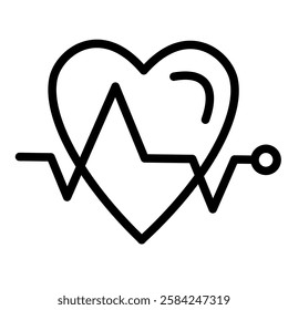 Heartbeat icon, line, health symbol, medical, minimalist, pulse, heart