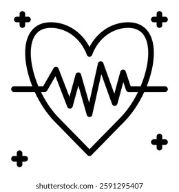 Heartbeat icon line style transparent