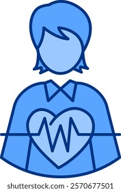 Heartbeat Icon - Lineal Blue Style - Social Anxiety Theme