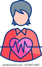 Heartbeat Icon - Lineal Color Style - Social Anxiety Theme