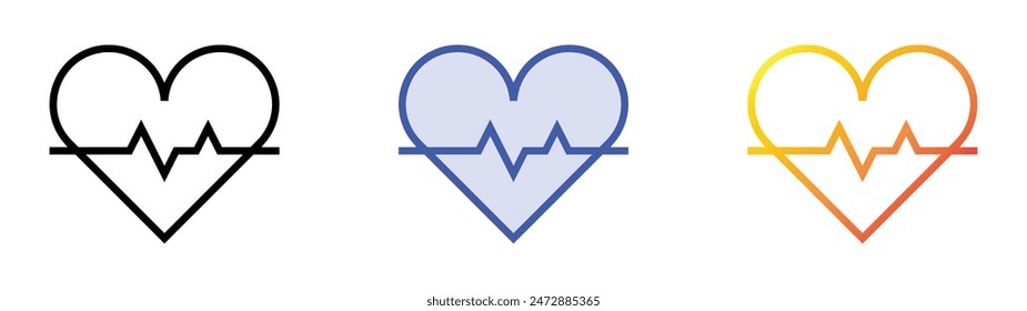 heartbeat icon. Linear, Blue Fill and Gradient Style Design Isolated On White Background