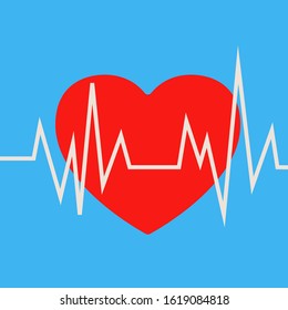 Heartbeat icon on white background. Vector illustration in trendy flat style. Isolated design element. ESP 10.