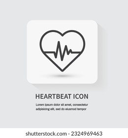 Heartbeat icon on white background. Pulse Rate Monitor. flat icon for apps and websites. Vector illustration.