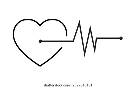 Heartbeat icon on white background. Pulse line icon.