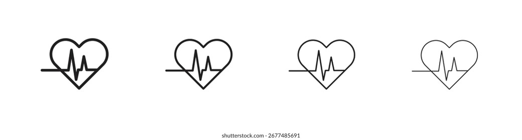 Heartbeat icon outline vector pack. Best for web, mobile, ui