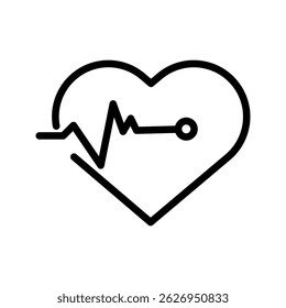  Heartbeat icon in outline vector style. Represents health, life, cardiology, and medical care. Perfect for healthcare apps, wellness platforms, medical websites, and health-related infographics.