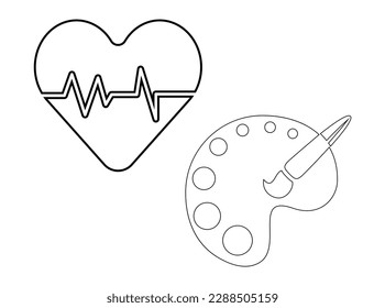 heartbeat icon, palette flat icon, beautiful outline design, black and white design, heartbeat symbol,