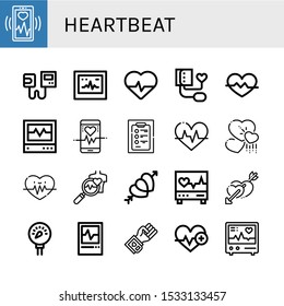 Heartbeat Icon Set. Collection Of Heart Monitoring, Sphygmomanometer, Ecg, Cardiology, Blood Pressure, Heart Rate, Icu, Diagnosis, Heartbeat, Hearts, Health Check, Electrocardiogram Icons