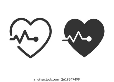 Heartbeat icon set. Ideal for medical, health, wellness, and design projects