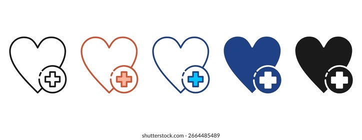 Heartbeat Icon Set Multiple Style Collection