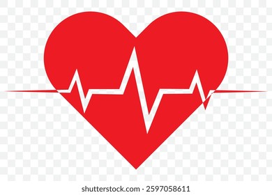 Heartbeat icon set in red and black color. Heartbeat pulse flat icon for medical apps and websites. Vector illustration. Heart vector icons. Set of heartbeat icon on isolated background. EPS 10.