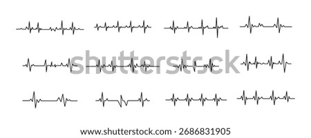 Heartbeat icon set vector on white background.  medical, healthcare, diagnosis, patient, pulse, rate, wave, form, monitor, disease, condition, symbol.
