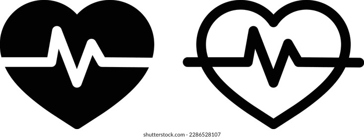 heartbeat icon set vector in two styles . heart pulse icon