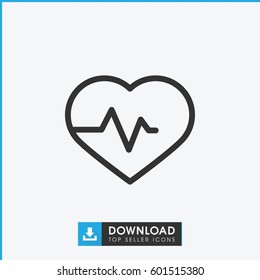 heartbeat icon. simple outline heartbeat vector icon. on white background.