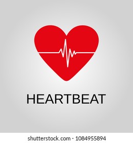 Heartbeat icon. Heartbeat symbol. Flat design. Stock - Vector illustration