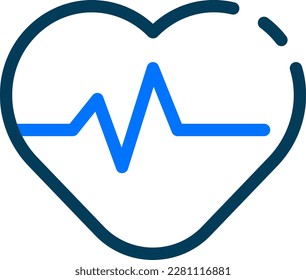 Das Herzschlagsymbol, das die normale Pulsierung des Herzmuskels symbolisiert. Das Symbol wird häufig in medizinischen Kontexten verwendet, um Vitalzeichen zu zeigen oder die Herzgesundheit zu überwachen