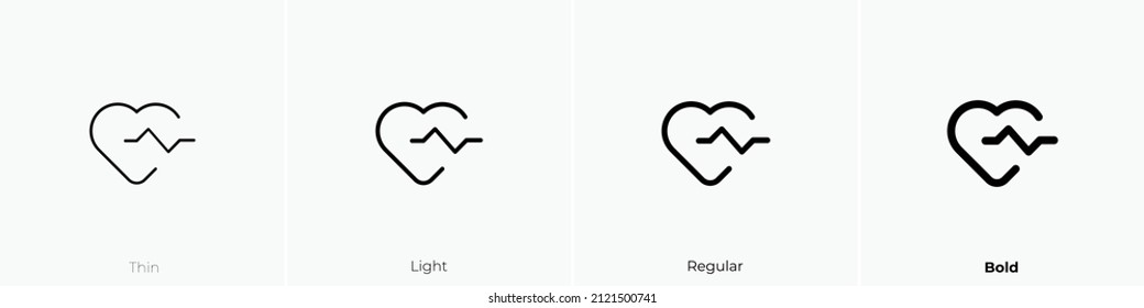 heartbeat icon. Thin, Light Regular And Bold style design isolated on white background