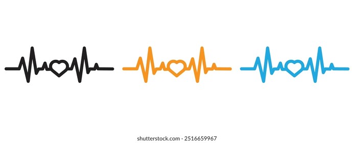 Heartbeat icon Thin line illustration set