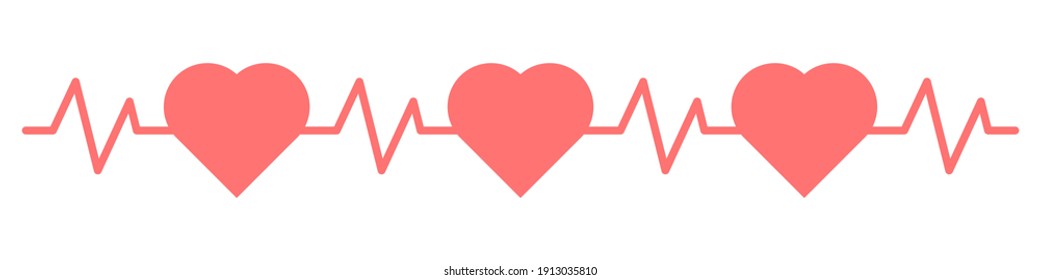 Heartbeat icon. Heartbeat vector icon in flat style. love concept. Vector heartbeat icon with hearts. Vector illustration.