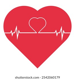 Ícono de latidos del corazón, Vector con corazón. Icono de pulso de latido cardíaco. Monitor de línea de latidos cardíacos de electrocardiografía. Icono del latido del corazón aislado en blanco. Pulso, ECG, EKG, latido del corazón, concepto de gráfico. Ilustración vectorial.