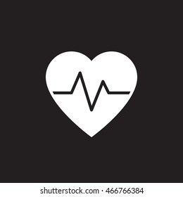 heartbeat icon vector, heart rate solid logo illustration, pictogram isolated on black