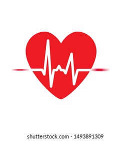 Heartbeat icon vector. heart rhythm, Electrocardiogram, ECG - EKG signal, Heart Beat pulse line concept design isolated on white background.