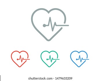 Heartbeat icon vector illustration EPS 10. Heart, pulse symbol