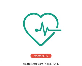 Heartbeat icon vector illustration EPS 10. Heart, pulse symbol