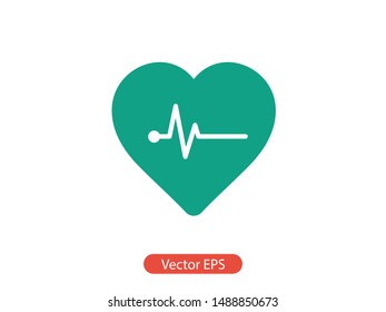 Heartbeat icon vector illustration EPS 10. Heart, pulse symbol