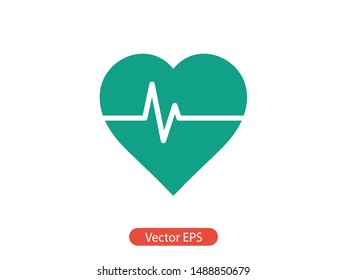 Heartbeat icon vector illustration EPS 10. Heart, pulse symbol