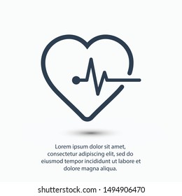 Heartbeat icon vector illustration EPS 10. Heart, pulse symbol