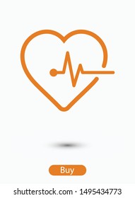 Heartbeat icon vector illustration EPS 10. Heart, pulse symbol