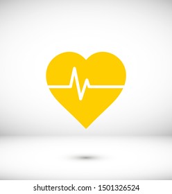 Heartbeat icon vector illustration EPS 10. Heart, pulse symbol