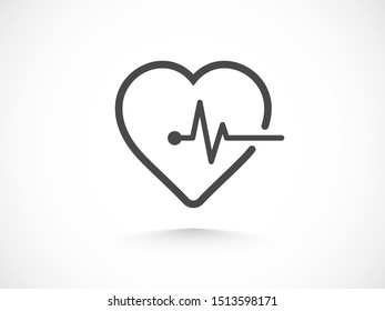 Heartbeat icon vector illustration EPS 10. Heart, pulse symbol